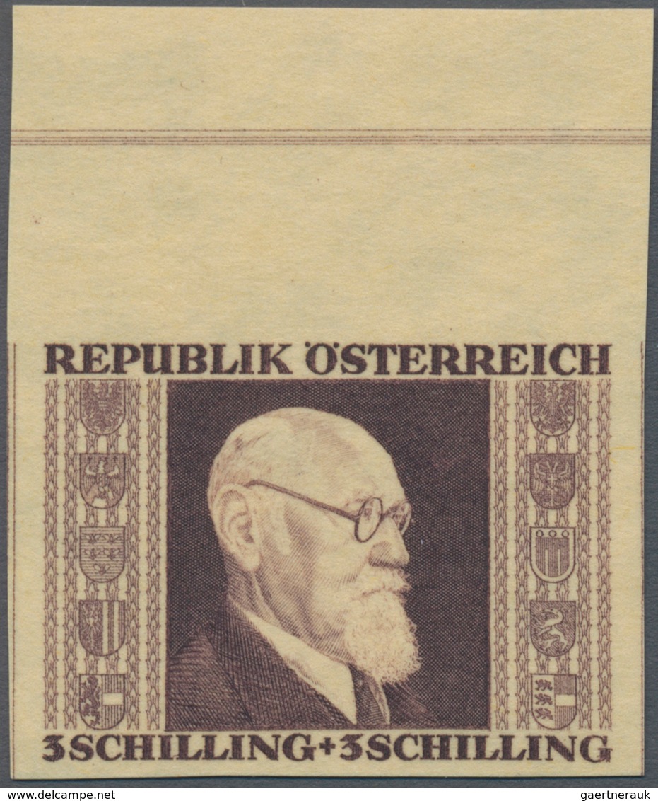 Österreich: 1946, Renner Geschnitten, 3 Sch. + 3 Sch. In Abweichender Farbe "DUNKELVIOLETTBRAUN" Sow - Sonstige & Ohne Zuordnung