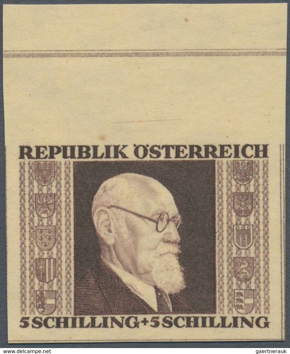 Österreich: 1946, Renner Geschnitten, 3 Sch. + 3 Sch. In Abweichender Farbe "DUNKELVIOLETTBRAUN" Sow - Sonstige & Ohne Zuordnung