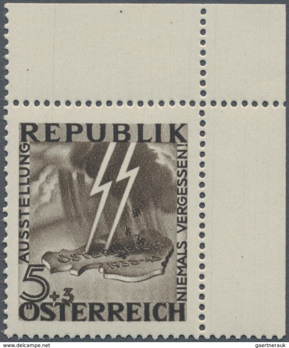 Österreich: 1946, 5 g + 3 g und 12 g + 12 g BLITZ/TOTENMASKE, 4 komplette Serien der unverausgabten