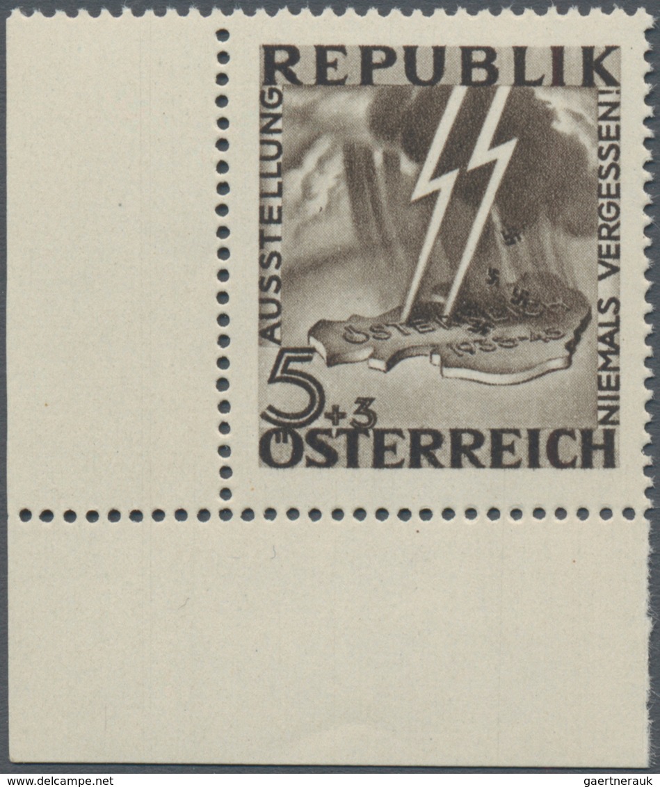 Österreich: 1946, 5 g + 3 g und 12 g + 12 g BLITZ/TOTENMASKE, 4 komplette Serien der unverausgabten