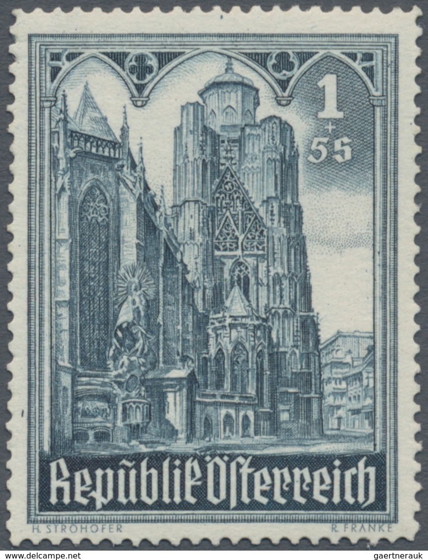 Österreich: 1946, Stephansdom, komplette Serie von zehn Werten je als Probedruck in abweichenden Far