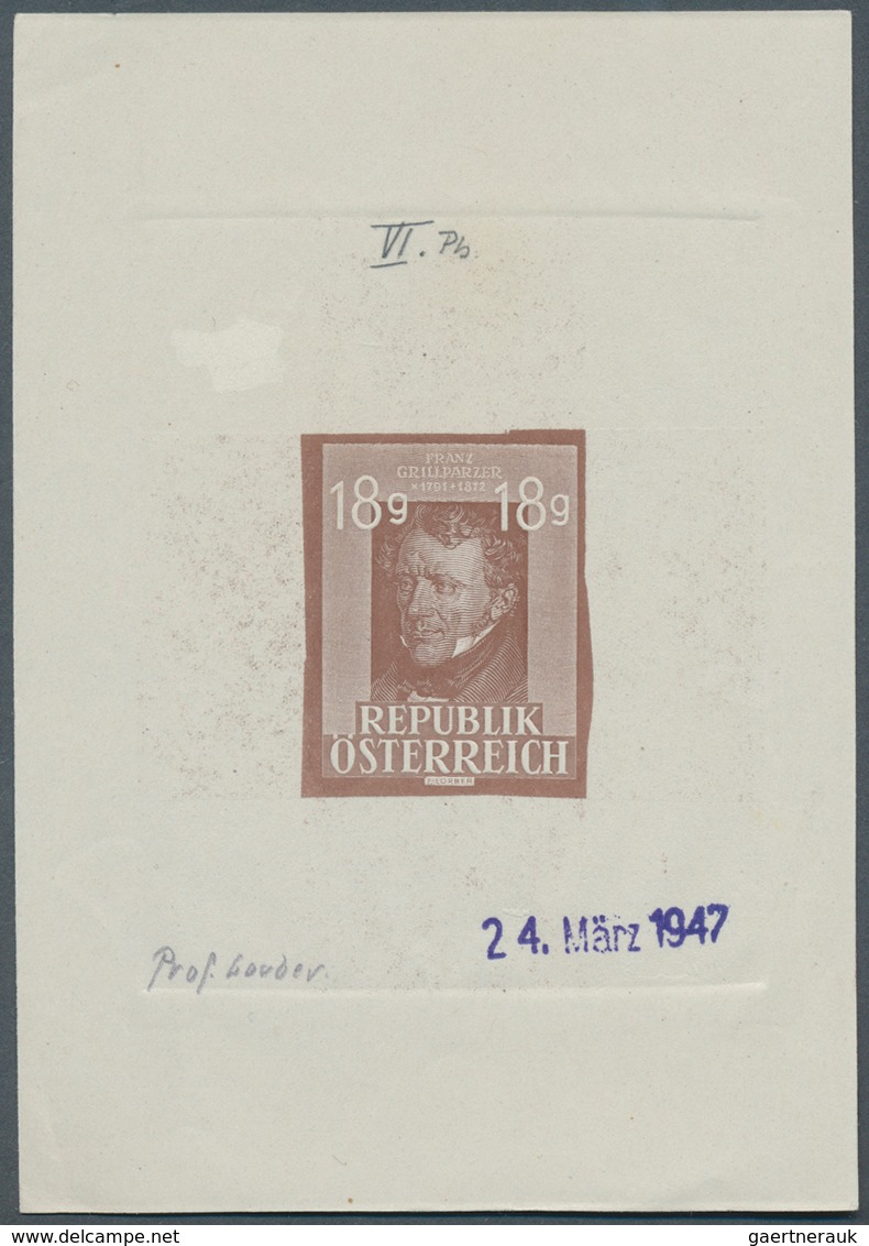 Österreich: 1947, 18 Gr. "Franz Grillparzer", Zwei Phasendrucke In Schwarz Bzw. In Braun (je 6. Phas - Sonstige & Ohne Zuordnung