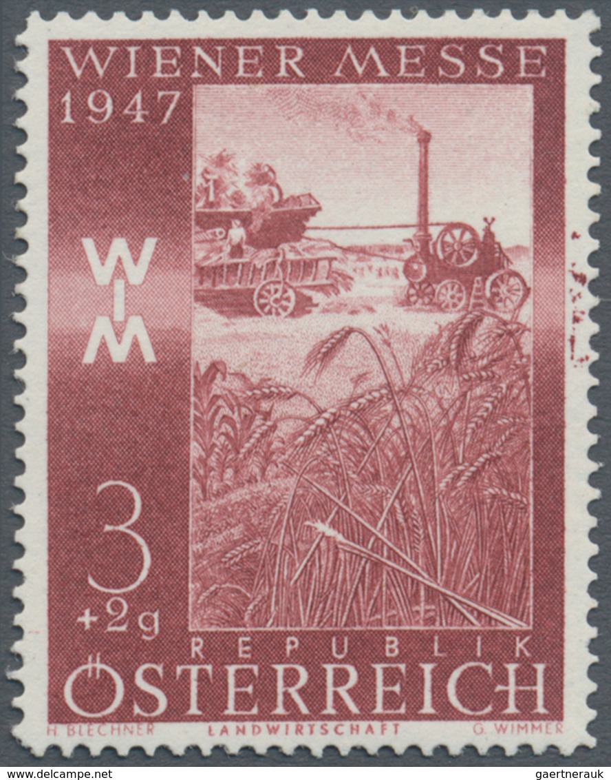 Österreich: 1947, 3 Gr. + 2 Gr. "Frühjahrsmesse", Sieben Verschiedene Farbproben, Linienzähnung 14½, - Other & Unclassified