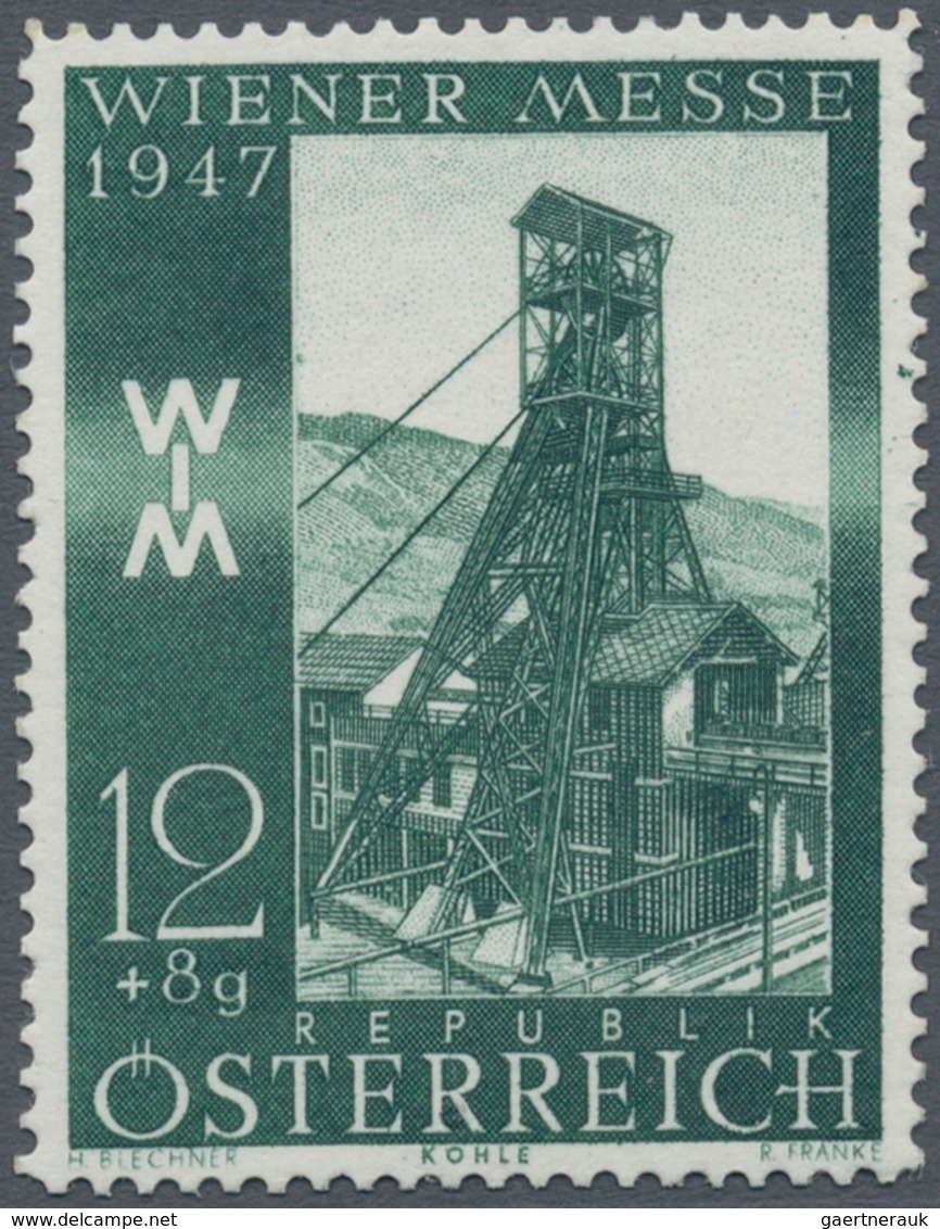 Österreich: 1947, 12 Gr. + 8 Gr. "Frühjahrsmesse", Fünf Farbproben In Schwarzblau, Violettbraun, Grü - Other & Unclassified