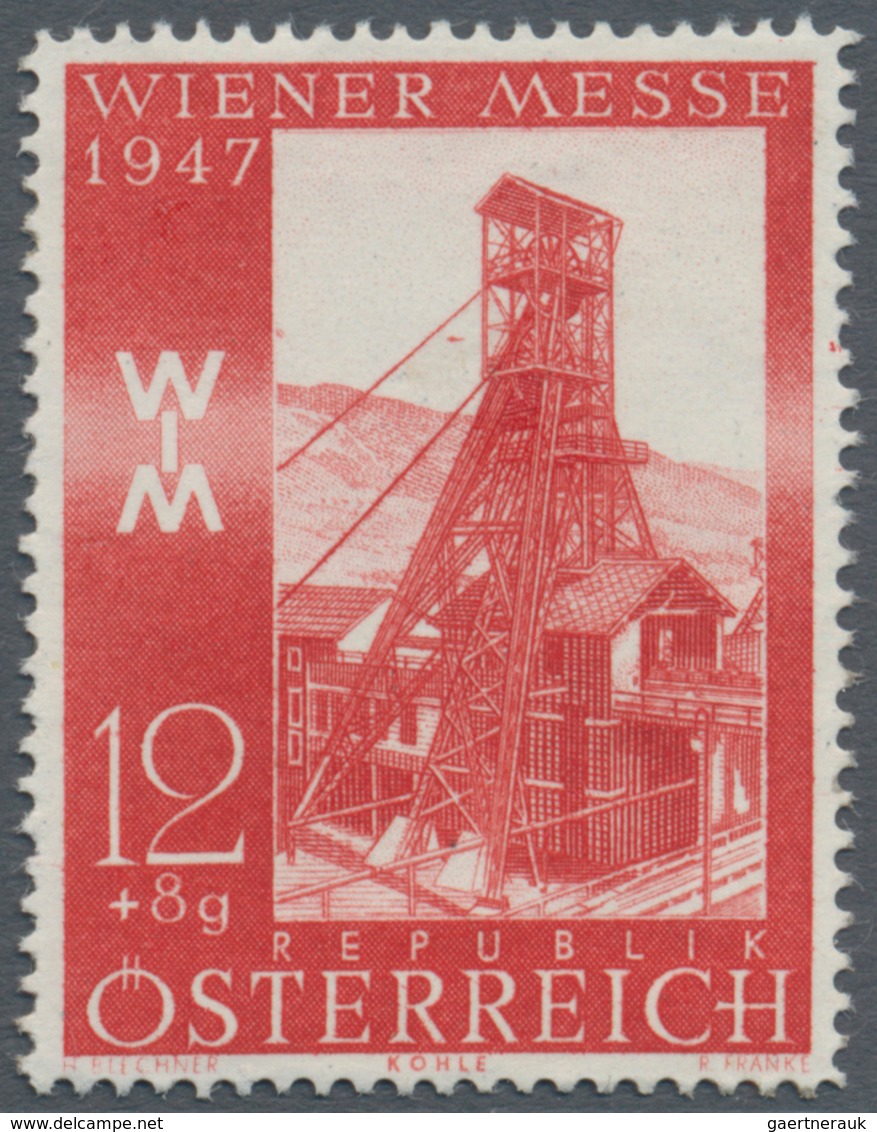 Österreich: 1947, 12 Gr. + 8 Gr. "Frühjahrsmesse", Fünf Farbproben In Schwarzblau, Violettbraun, Grü - Other & Unclassified