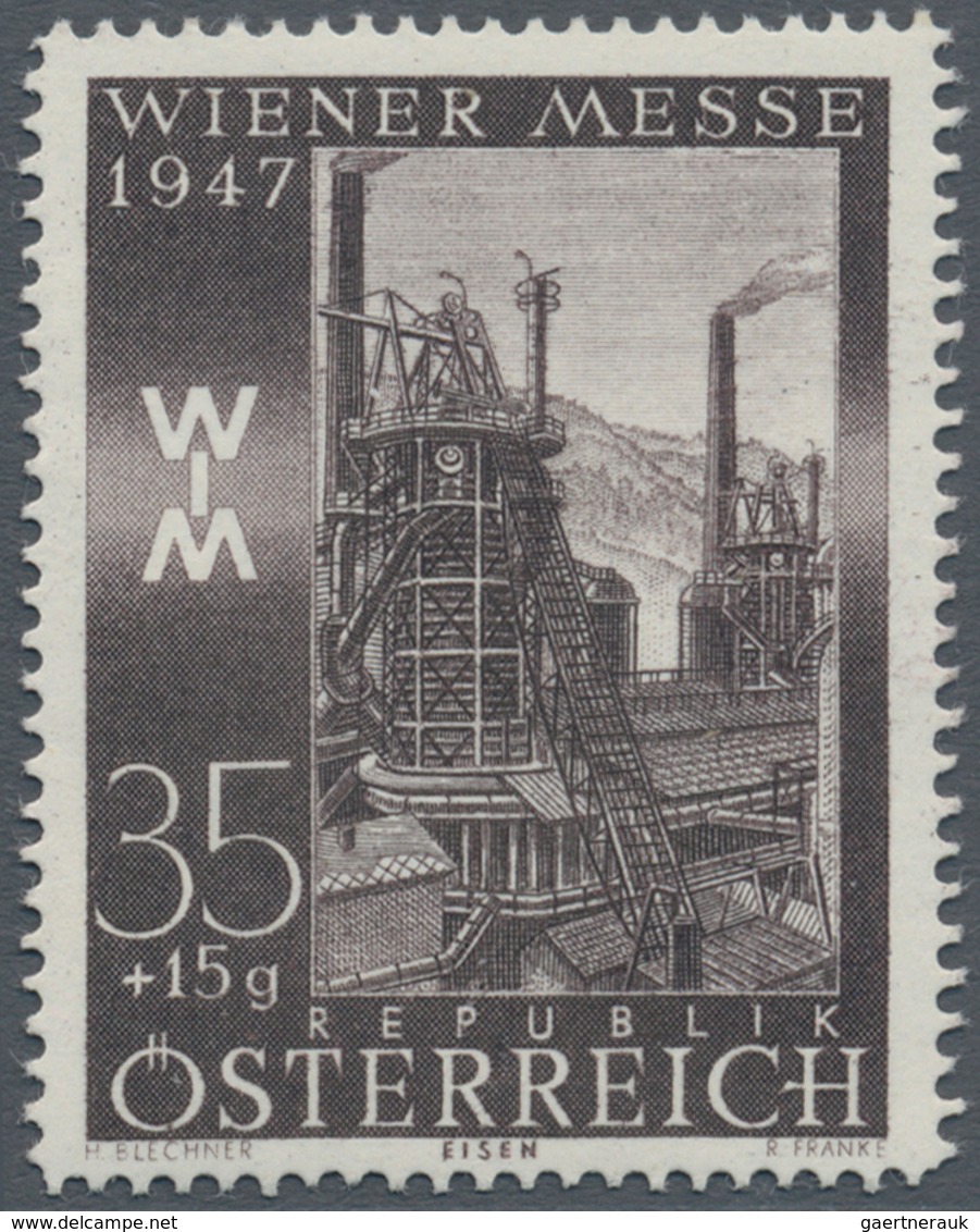 Österreich: 1947, 35 Gr. + 15 Gr. "Frühjahrsmesse", Zwei Farbproben In Braunkarmin Und Braun, Linien - Other & Unclassified