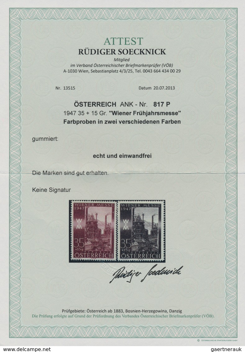 Österreich: 1947, 35 Gr. + 15 Gr. "Frühjahrsmesse", Zwei Farbproben In Braunkarmin Und Braun, Linien - Sonstige & Ohne Zuordnung