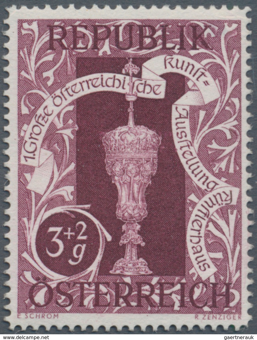 Österreich: 1947, 3 Gr. + 2 Gr. "Kunstausstellung", 19 verschiedene Farbproben in Linienzähnung 14½,