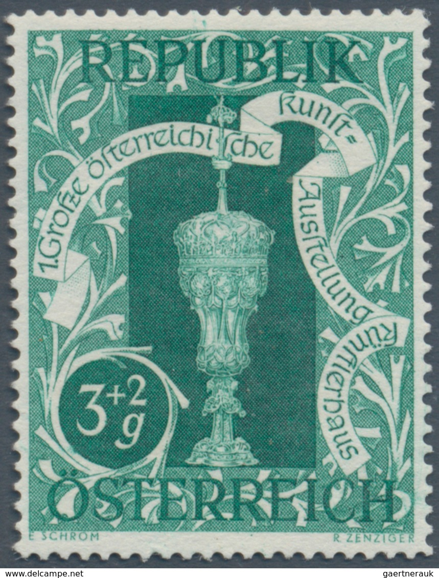 Österreich: 1947, 3 Gr. + 2 Gr. "Kunstausstellung", 19 verschiedene Farbproben in Linienzähnung 14½,