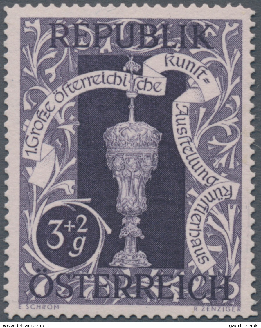 Österreich: 1947, 3 Gr. + 2 Gr. "Kunstausstellung", 19 (meist) Verschiedene Farbproben In Linienzähn - Sonstige & Ohne Zuordnung