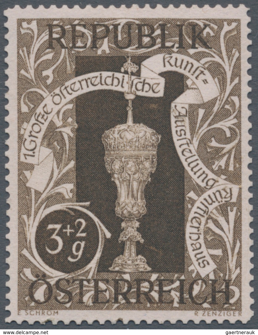 Österreich: 1947, 3 Gr. + 2 Gr. "Kunstausstellung", 19 (meist) Verschiedene Farbproben In Linienzähn - Other & Unclassified