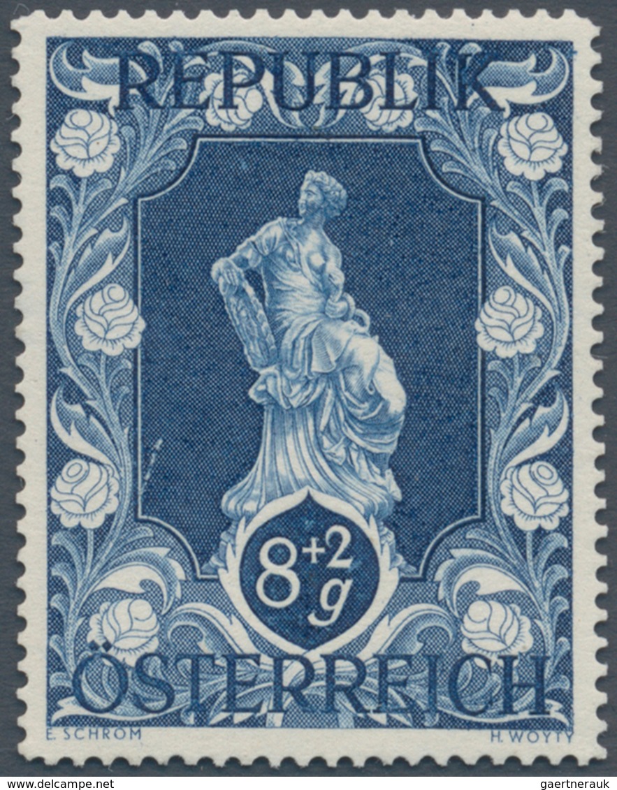 Österreich: 1947, 8 Gr. + 2 Gr. "Kunstausstellung", 23 (meist) verschiedene Farbproben in Linienzähn