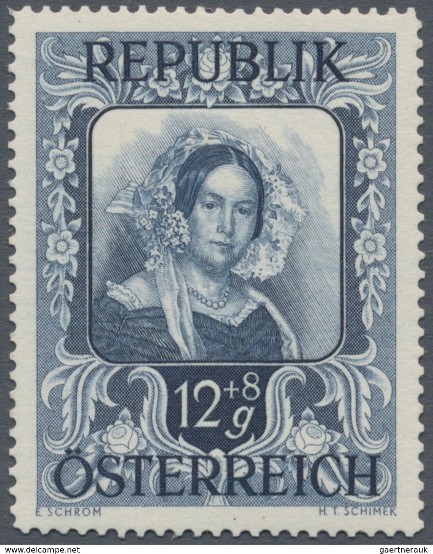 Österreich: 1947, 12 Gr. + 8 Gr. "Kunstausstellung", 18 Verschiedene Farbproben In Linienzähnung 14½ - Other & Unclassified