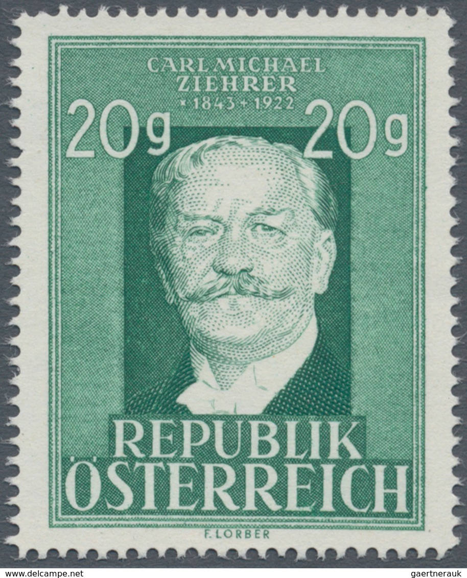 Österreich: 1948, 20 Gr. "Carl Michael Ziehrer", Vier Farbproben In Verschiedenen Grüntönen, Auf Ung - Sonstige & Ohne Zuordnung