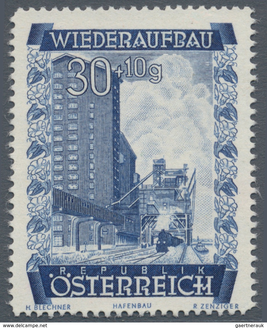 Österreich: 1948, 30 Gr. + 10 Gr. "Wiederaufbau", 15 (meist) Verschiedene Farbproben In Linienzähnun - Sonstige & Ohne Zuordnung