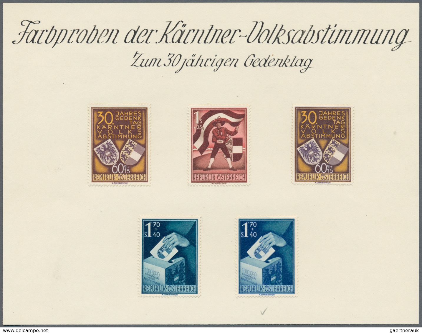 Österreich: 1950, Volksabstimmung Kärnten, Zwei Vorlagekartons Der Staatsdruckerei Mit Kompletter Ga - Other & Unclassified