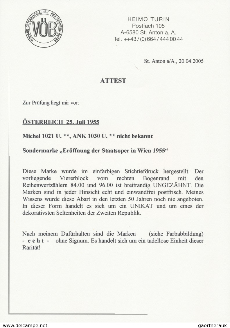 Österreich: 1955. Eröffnung Von Burgtheater Und Staatsoper, Je Mit Der Abart "Ungezähnt" In Postfris - Other & Unclassified