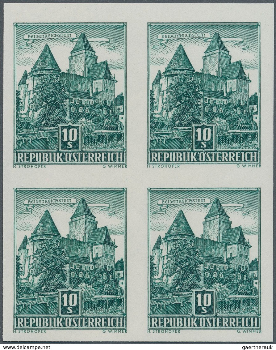 Österreich: 1957, Freimarken "Bauwerke", 10 Sch. "Burg Heidenreichstein" Im Ungezähnten 4er-Block, P - Other & Unclassified