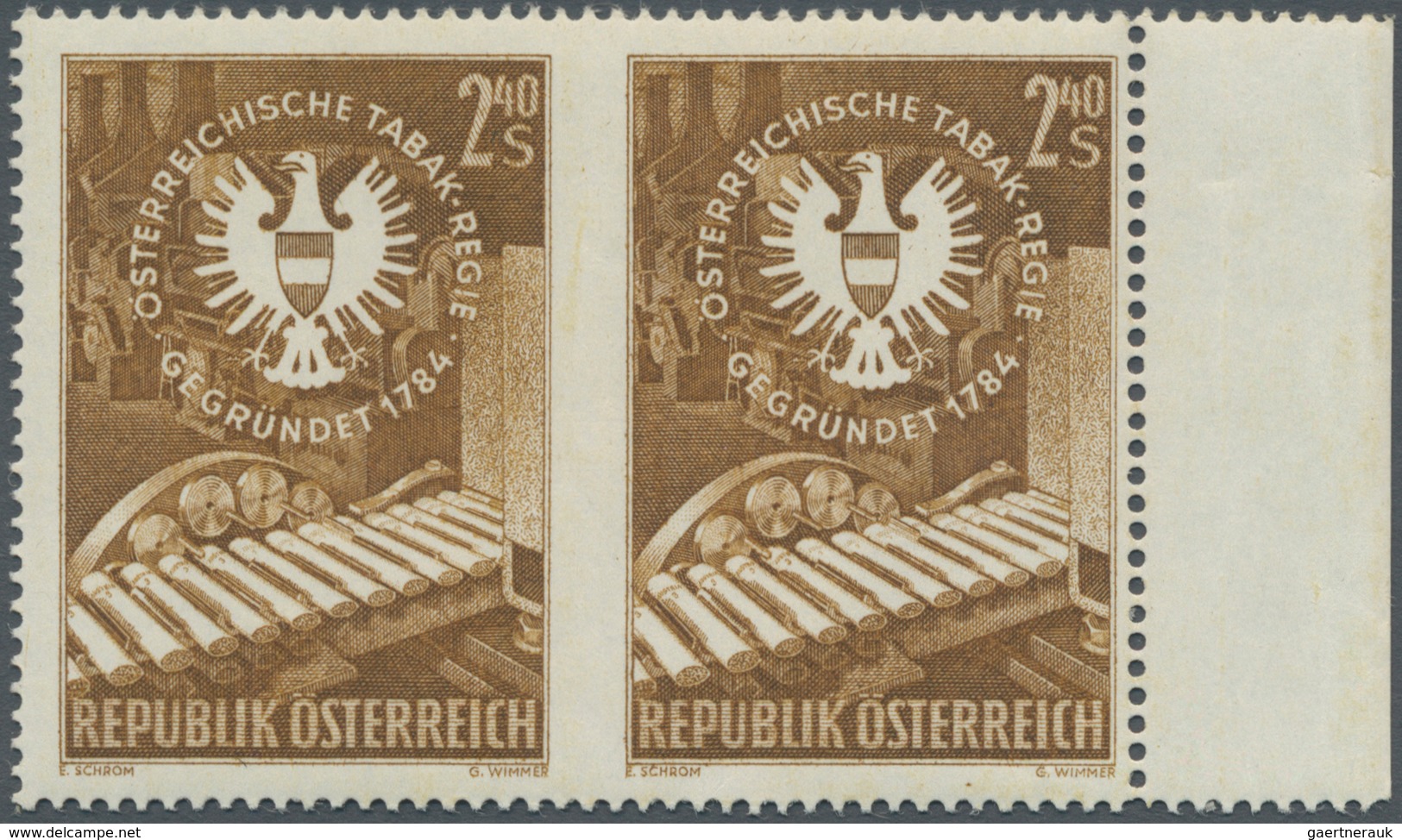 Österreich: 1959. Österreichische Tabakregie, 175 Jahre, "Zigarettenpackmaschine, Emblem", Mit Der A - Other & Unclassified