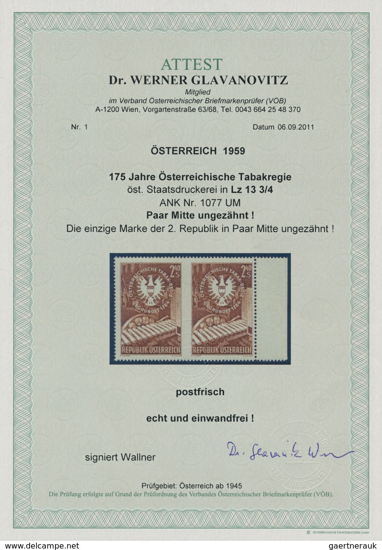 Österreich: 1959. Österreichische Tabakregie, 175 Jahre, "Zigarettenpackmaschine, Emblem", Mit Der A - Other & Unclassified