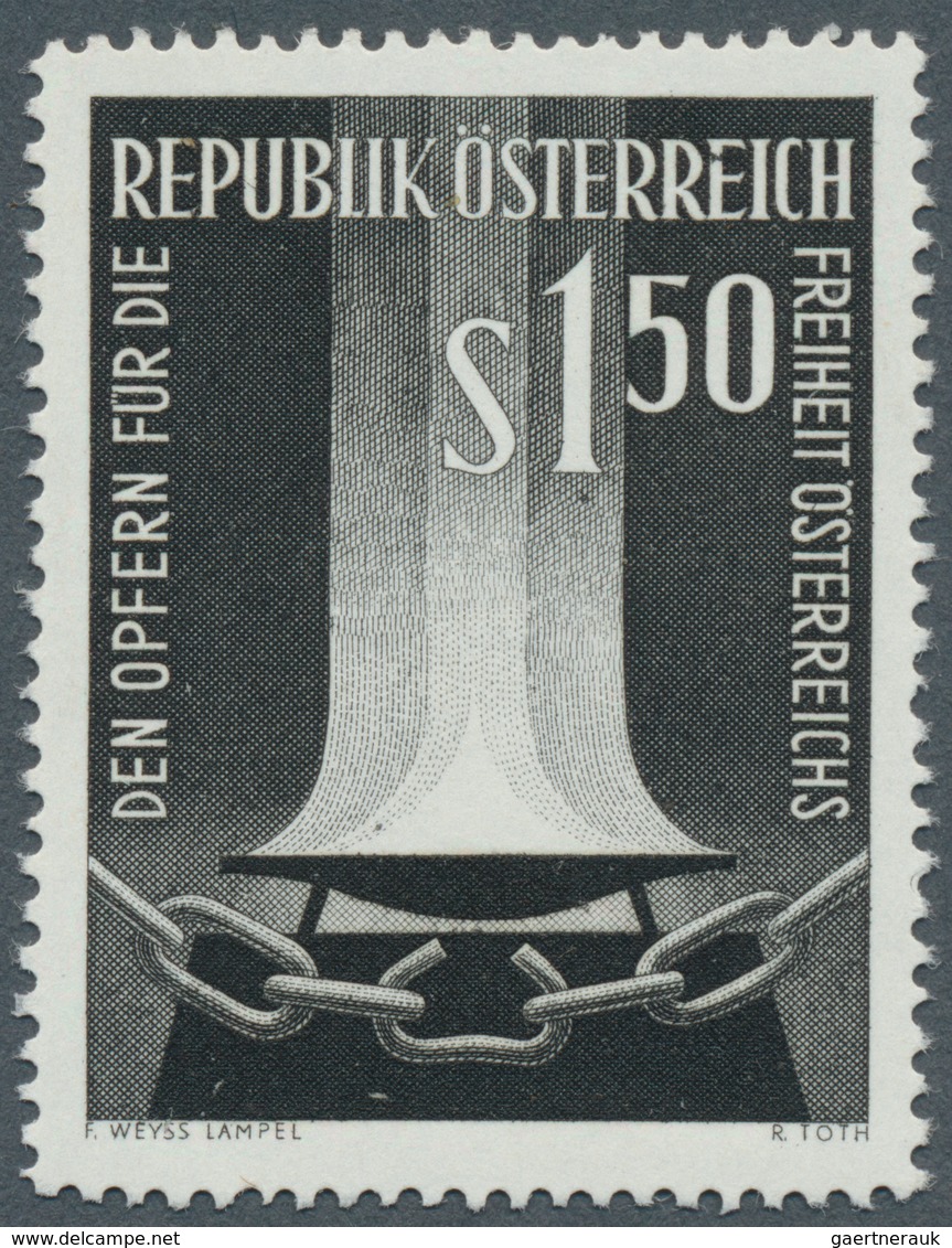Österreich: 1961, 1.50 Sch. "Opfer-Gedenken", Probedruck In Schwarz Auf Gummiertem Papier, Postfrisc - Sonstige & Ohne Zuordnung