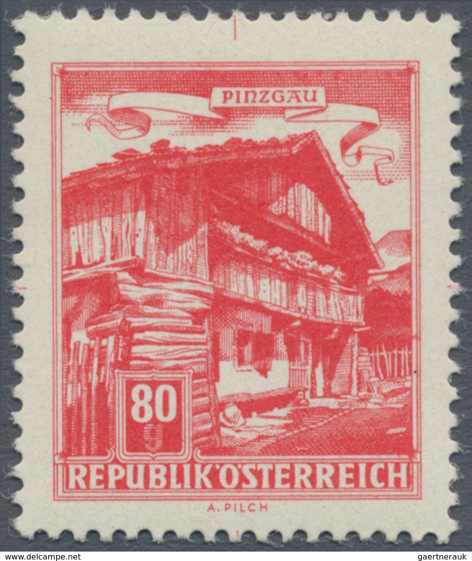Österreich: 1962, Freimarken "Bauwerke", 80 Gr. "Bauernhof", Farbprobe In Hellkarminrot, Postfrisch, - Sonstige & Ohne Zuordnung