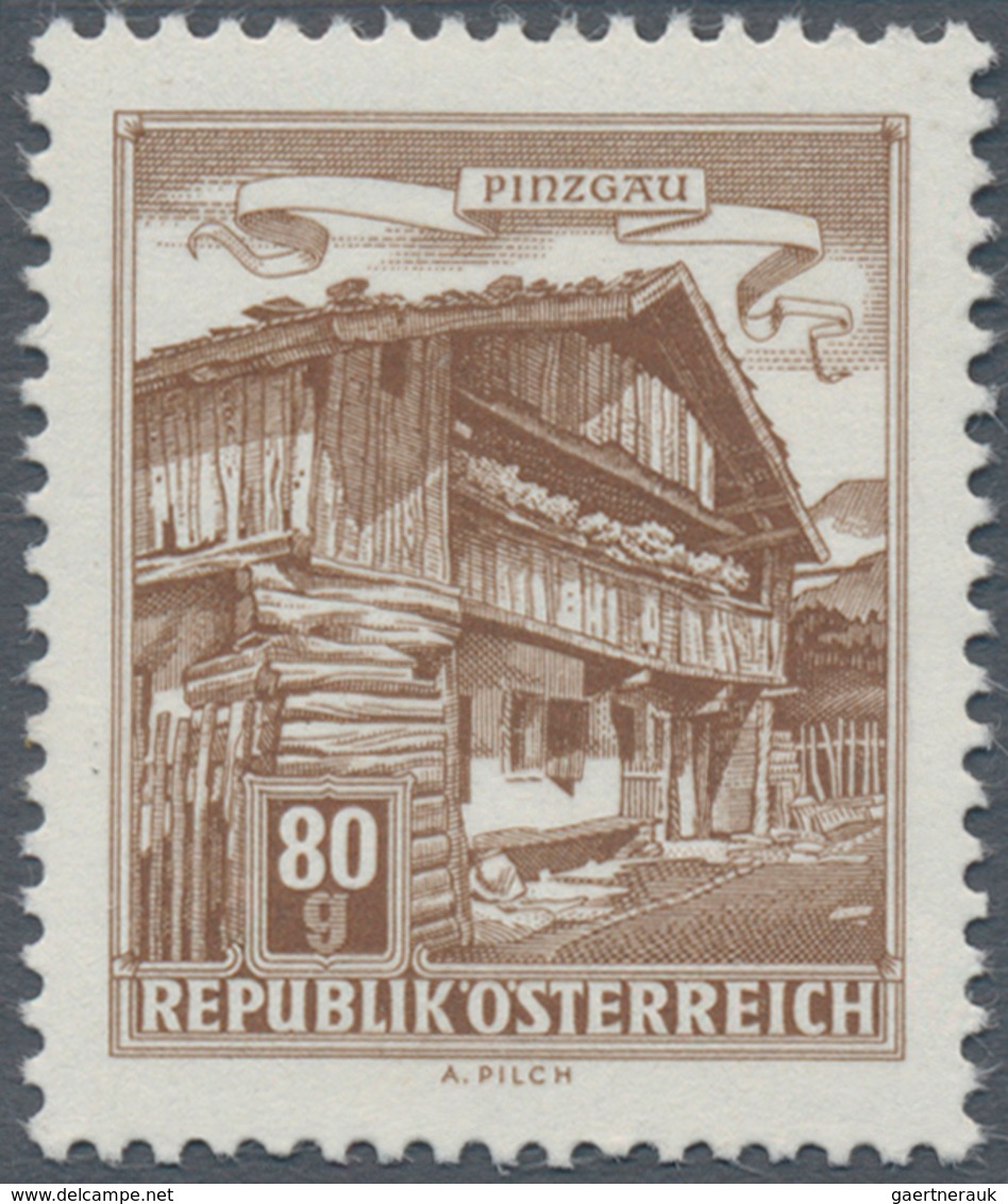 Österreich: 1962, Freimarken "Bauwerke", 80 Gr. "Bauernhof", Farbprobe In Hellkarminrot, Postfrisch, - Sonstige & Ohne Zuordnung