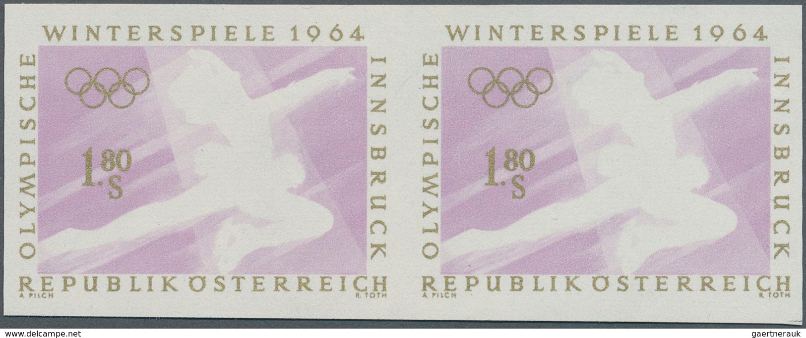 Österreich: 1963, 1.80 Sch. "Eiskunstlauf" Im Waagerechten Ungezähnten Paar Mit Fehlender Farbe Schw - Other & Unclassified