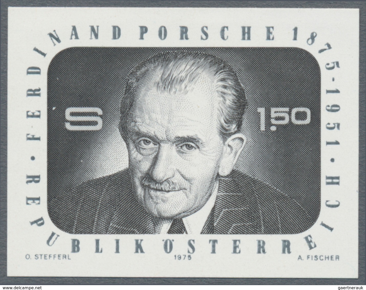 Österreich: 1975, 1.50 Sch. "Ferdinand Porsche", Drei Phasendrucke In Schwarz, Je Einzelabzug Im Kle - Sonstige & Ohne Zuordnung