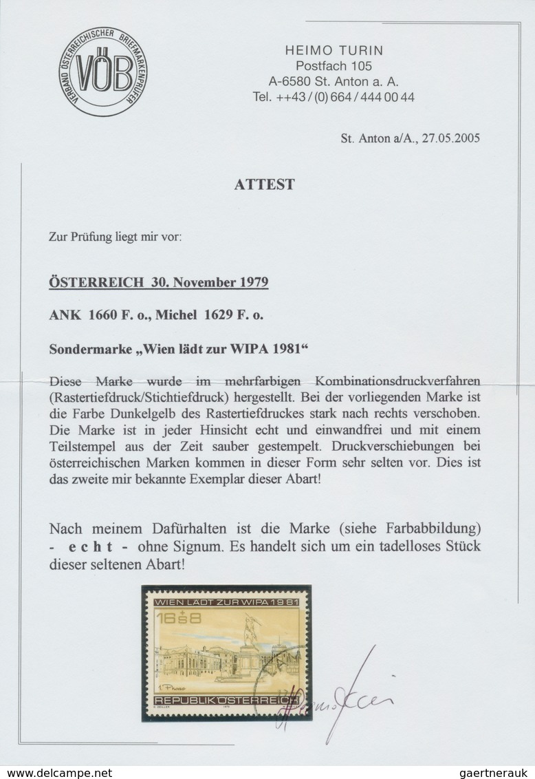Österreich: 1979. Wien Lädt Zur WIPA 1981, Mit Der Abart "Farbe Gelb Nach Rechts Verschoben". Gestem - Sonstige & Ohne Zuordnung