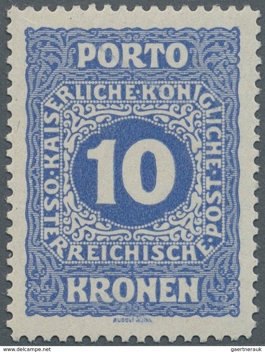 Österreich - Portomarken: 1916, 5 Kr. Und 10 Kr. Je In Linienzähnung L12½, Postfrisch, 5 Kr. Vom Obe - Portomarken