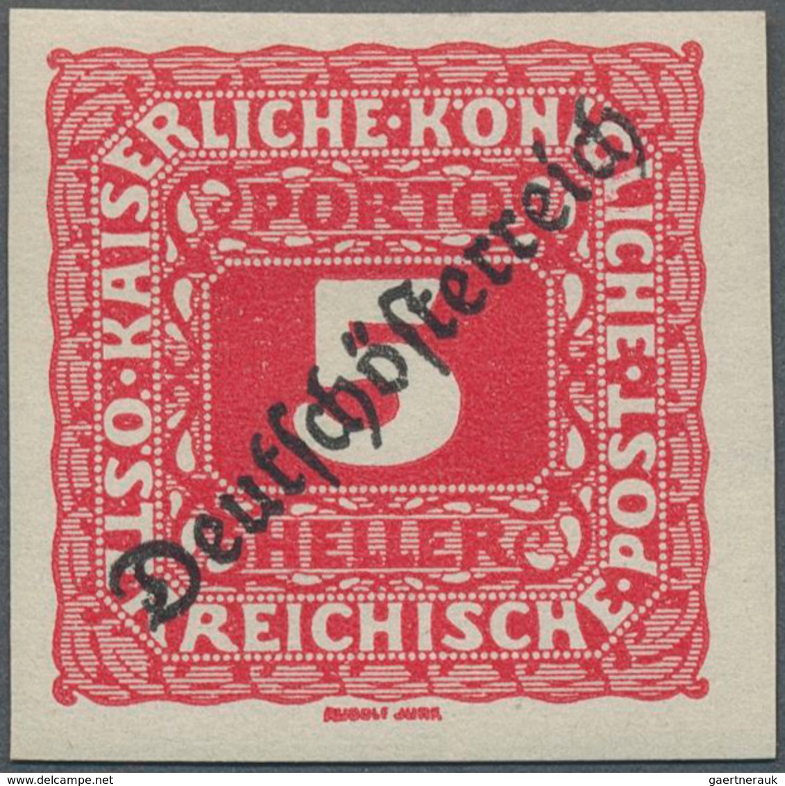 Österreich - Portomarken: 1919, Aufdrucke "Deutschösterreich", 5 H., 10 H., 20 H. Und 40 H., Vier We - Strafport