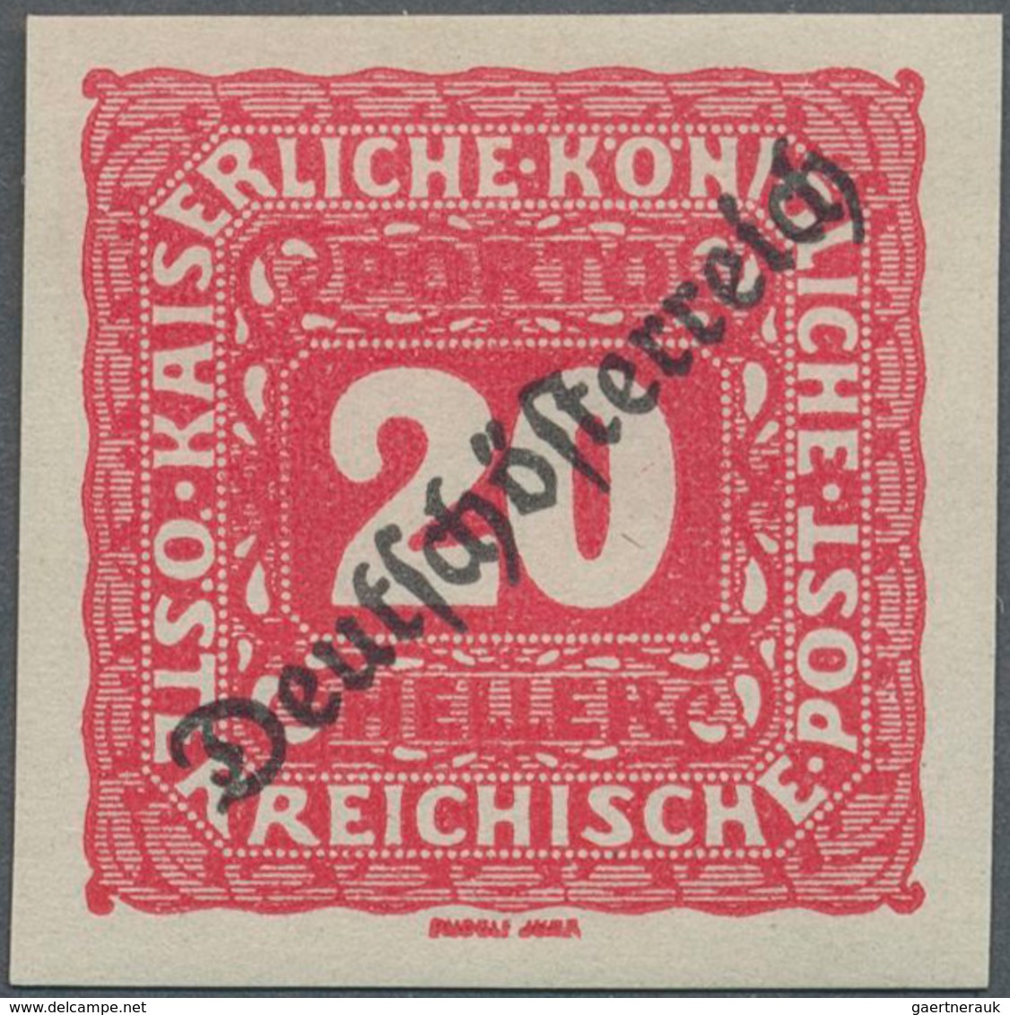 Österreich - Portomarken: 1919, Aufdrucke "Deutschösterreich", 5 H., 10 H., 20 H. Und 40 H., Vier We - Portomarken