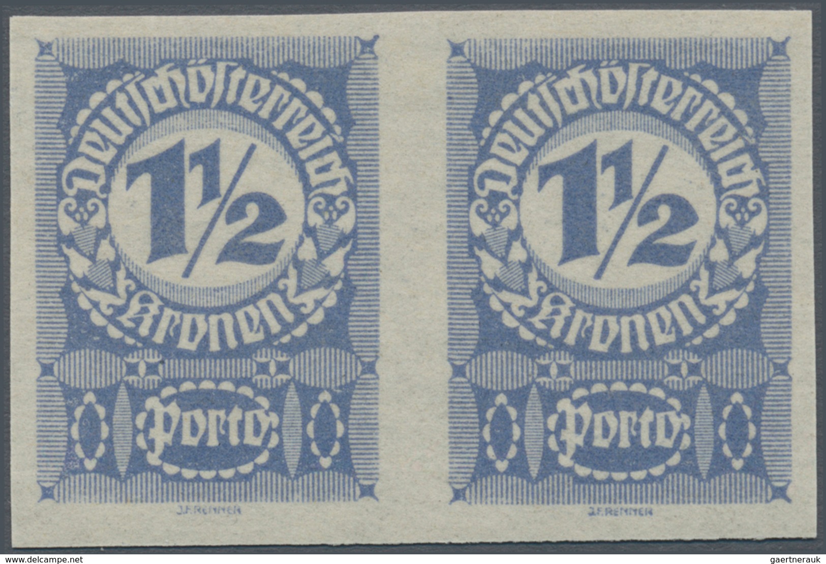 Österreich - Portomarken: 1920/1921, Ziffern, 1 Kr. Bis 20 Kr., Neun Werte In Ungezähnten Waagerecht - Postage Due