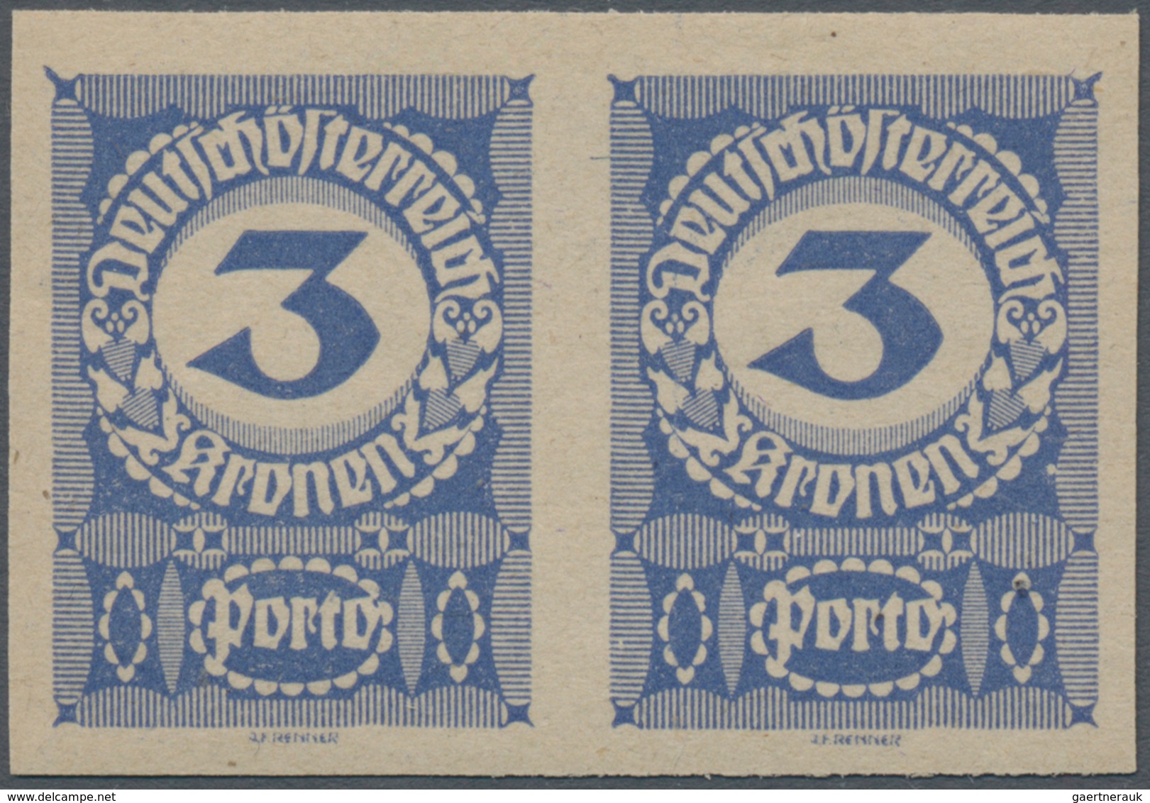 Österreich - Portomarken: 1920/1921, Ziffern, 1 Kr. Bis 20 Kr., Neun Werte In Ungezähnten Waagerecht - Portomarken