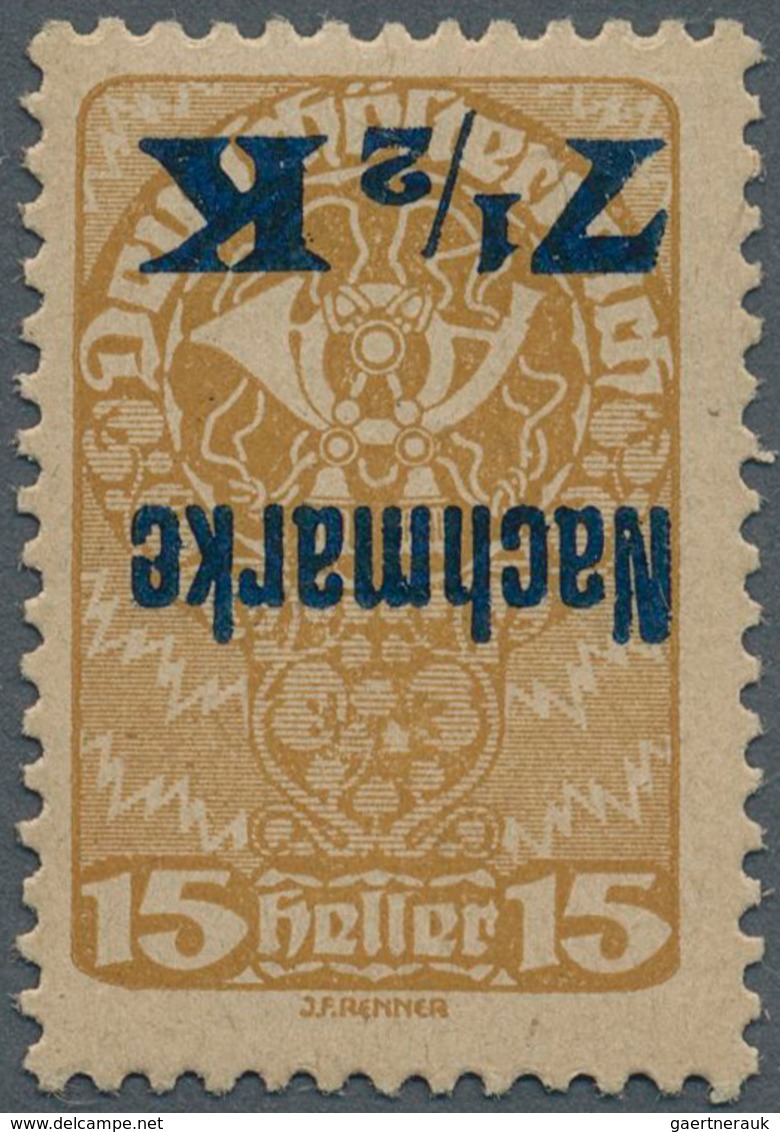 Österreich - Portomarken: 1921, 7½ Kr. Auf 15 H. Dunkelocker Mit Kopfstehendem Aufdruck, Ungebraucht - Postage Due