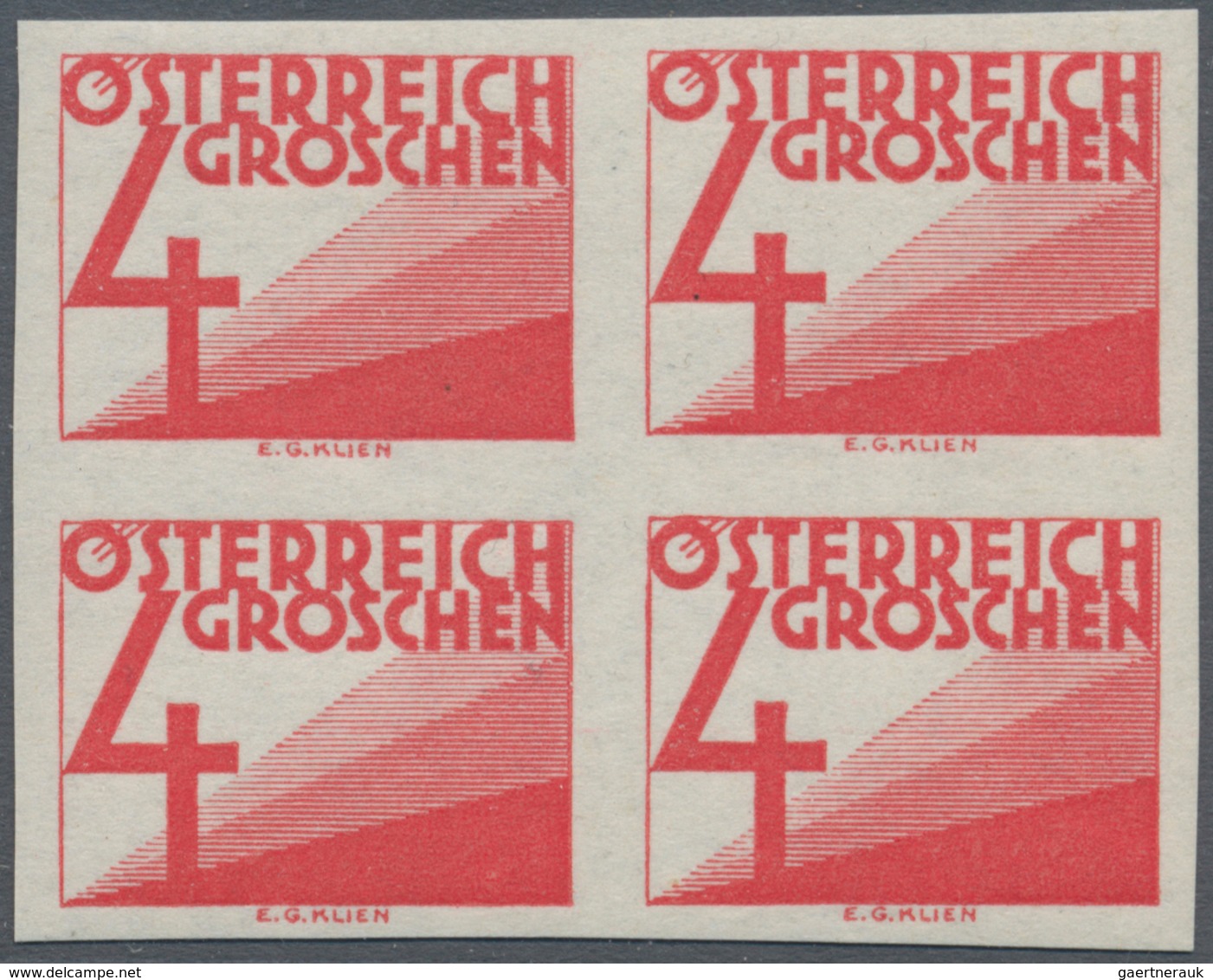 Österreich - Portomarken: 1925, Ziffern 1 Gr. bis 60 Gr., 13 Werte je in ungezähnten 4er-Blocks, pos