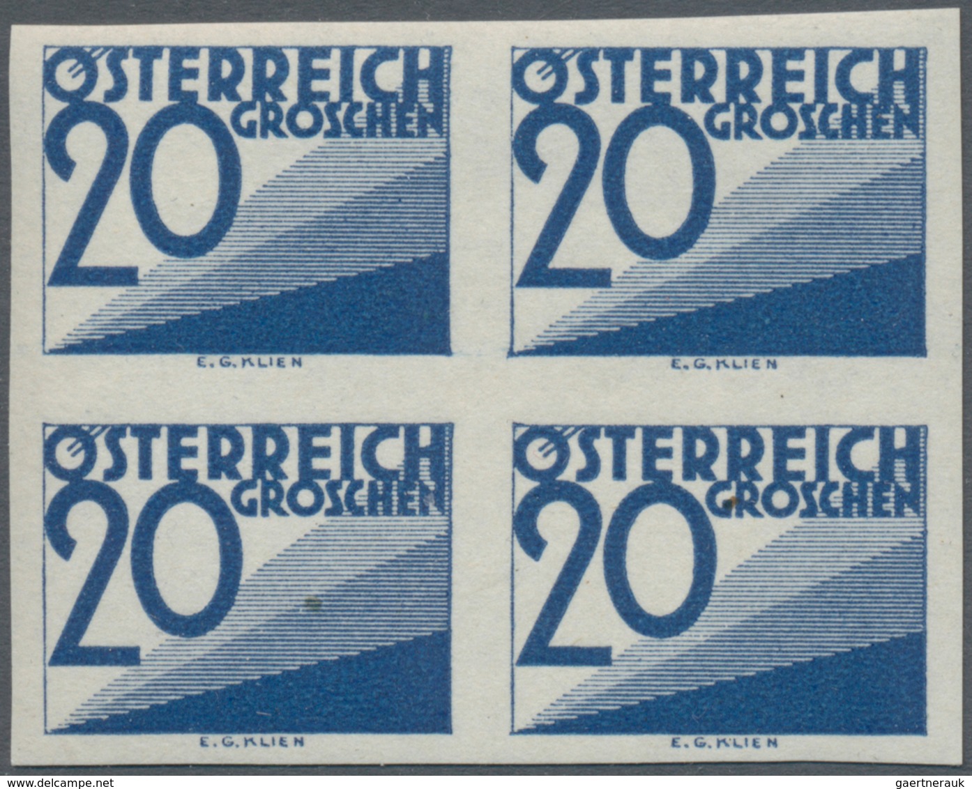 Österreich - Portomarken: 1925, Ziffern 1 Gr. bis 60 Gr., 13 Werte je in ungezähnten 4er-Blocks, pos