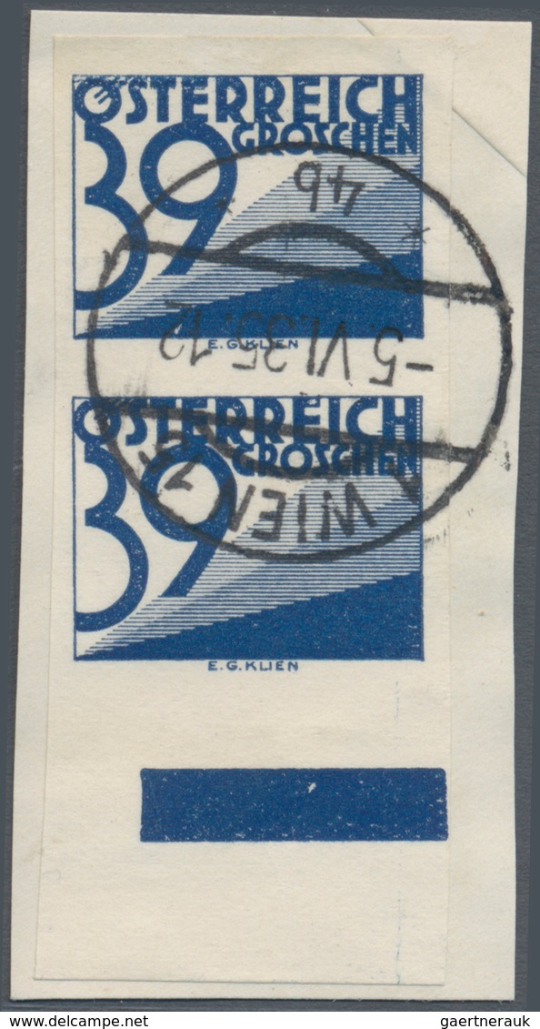 Österreich - Portomarken: 1925/1934, Ziffern 5 Gr. bis 2 Sch., zehn Werte je in ungezähnten Paaren,