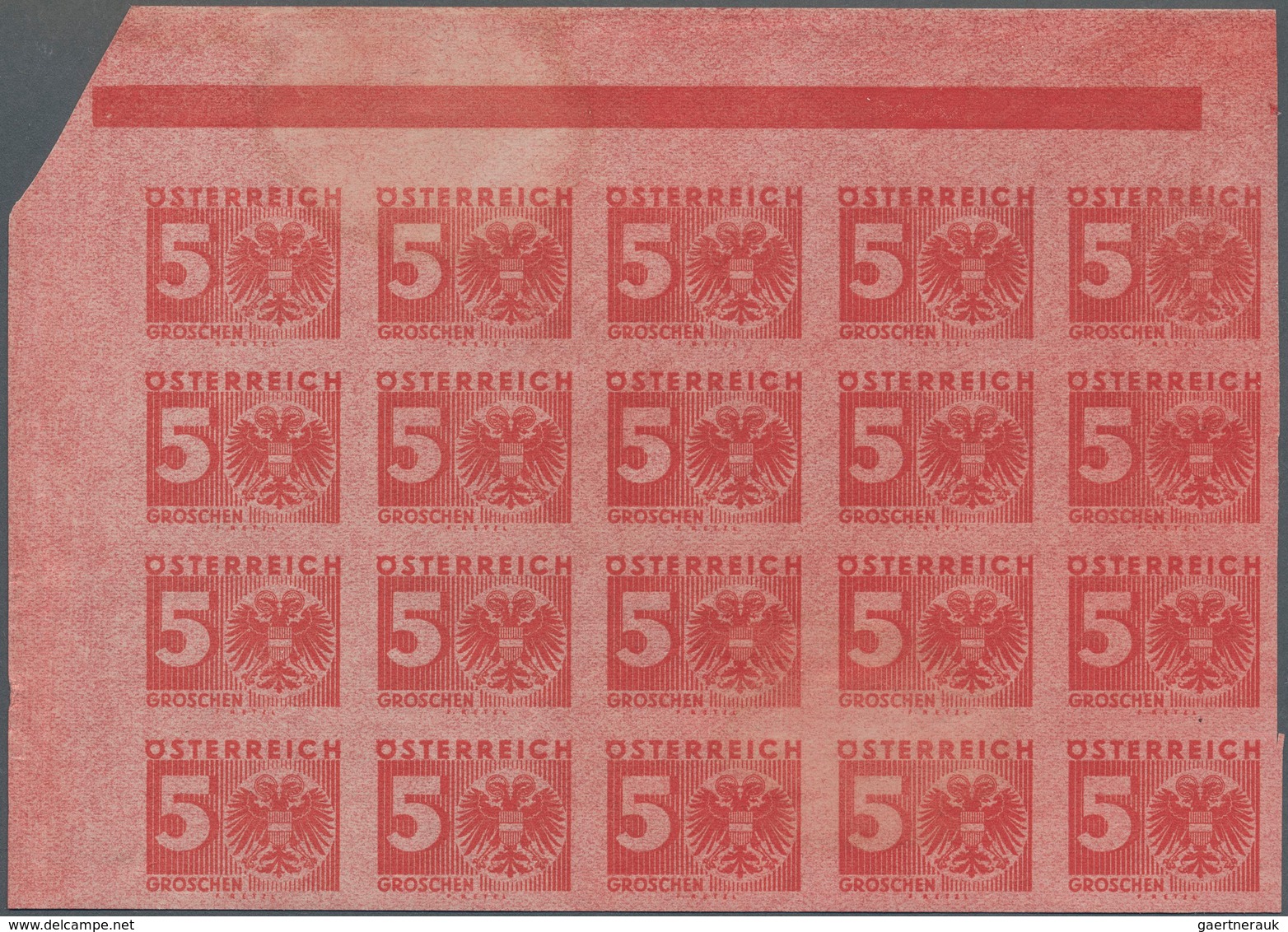 Österreich - Portomarken: 1935, Ziffern/Wappen 5 Gr. Im Ungezähnten Eckrand-20er-Block Links Oben Au - Postage Due