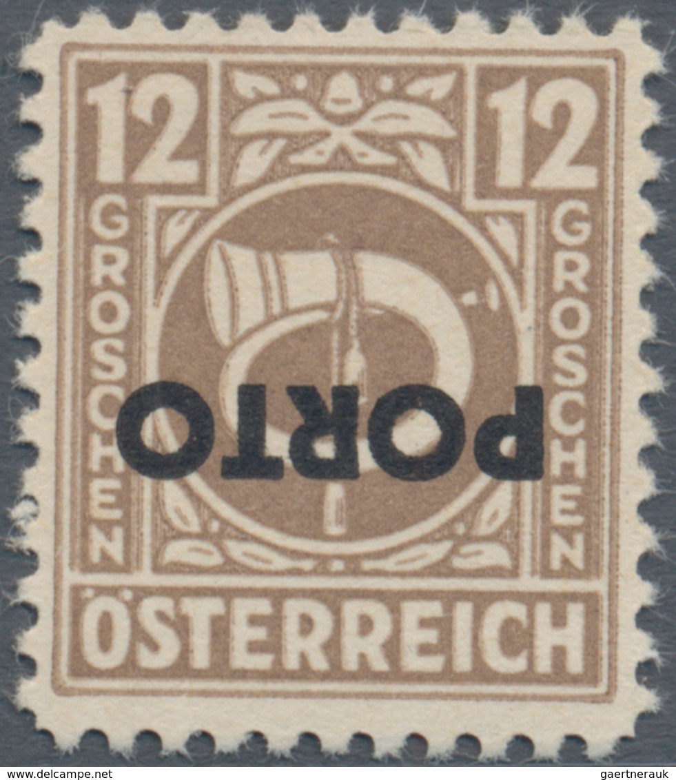 Österreich - Portomarken: 1946, Posthorn 3 Gr., 8 Gr., 10 Gr., 12 Gr., 20 Gr., 60 Gr. und 1 Sch., si
