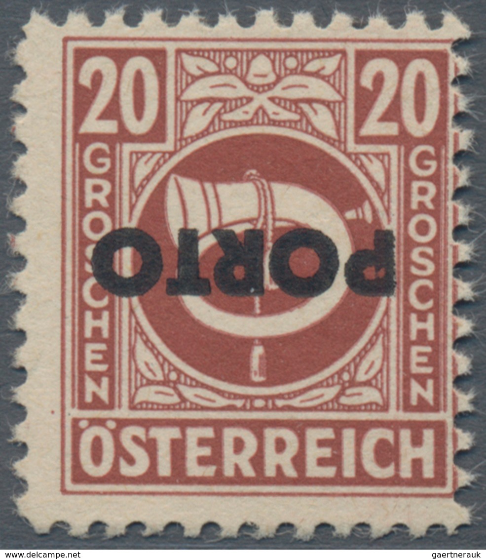 Österreich - Portomarken: 1946, Posthorn 3 Gr., 8 Gr., 10 Gr., 12 Gr., 20 Gr., 60 Gr. und 1 Sch., si