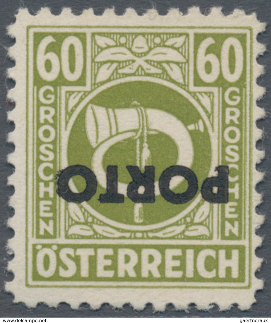 Österreich - Portomarken: 1946, Posthorn 3 Gr., 8 Gr., 10 Gr., 12 Gr., 20 Gr., 60 Gr. und 1 Sch., si