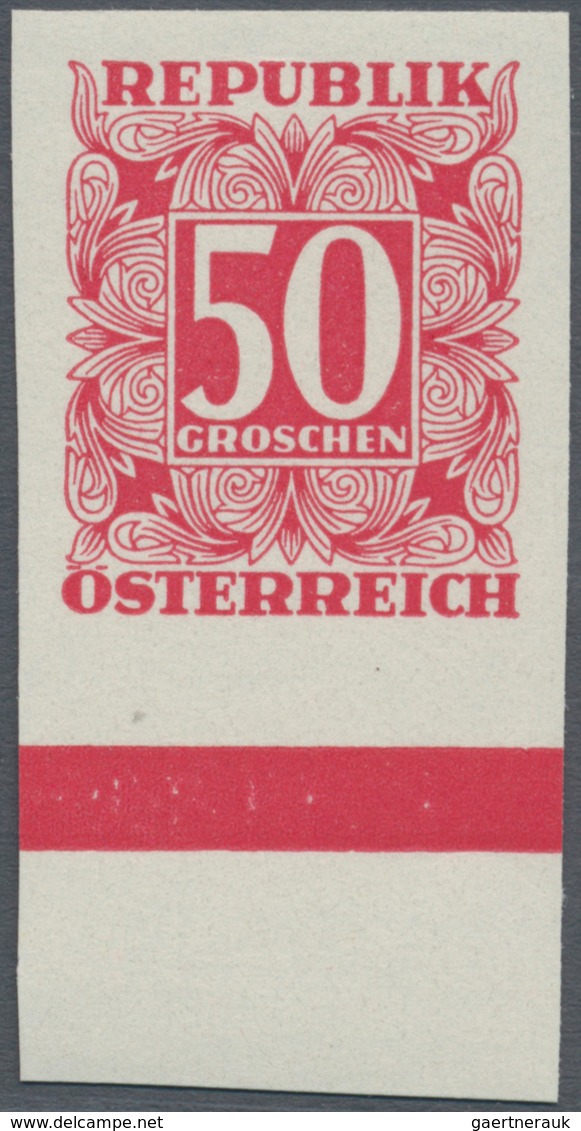 Österreich - Portomarken: 1949/1953, Ziffern 10 Gr. bis 5 Sch., elf Werte UNGEZÄHNT, je vom Unterran