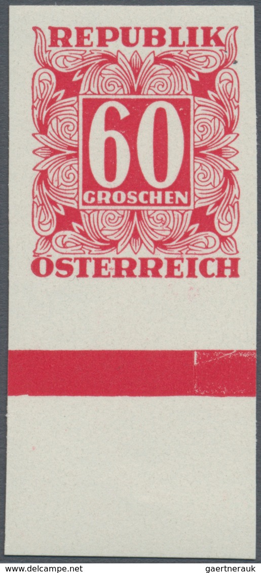 Österreich - Portomarken: 1949/1953, Ziffern 10 Gr. bis 5 Sch., elf Werte UNGEZÄHNT, je vom Unterran