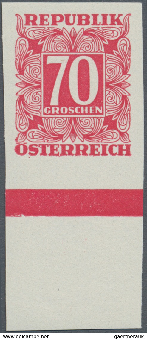 Österreich - Portomarken: 1949/1953, Ziffern 10 Gr. bis 5 Sch., elf Werte UNGEZÄHNT, je vom Unterran