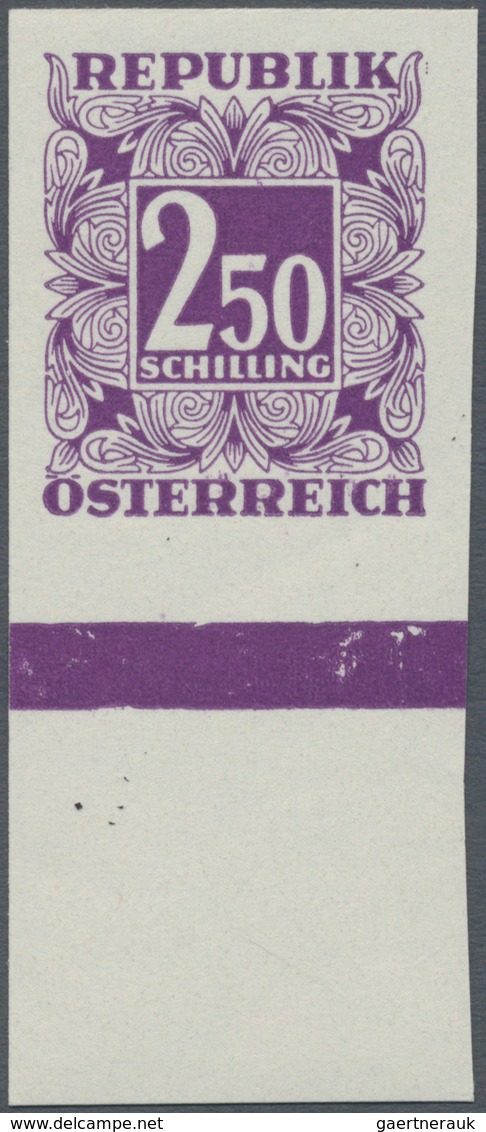 Österreich - Portomarken: 1949/1953, Ziffern 10 Gr. bis 5 Sch., elf Werte UNGEZÄHNT, je vom Unterran