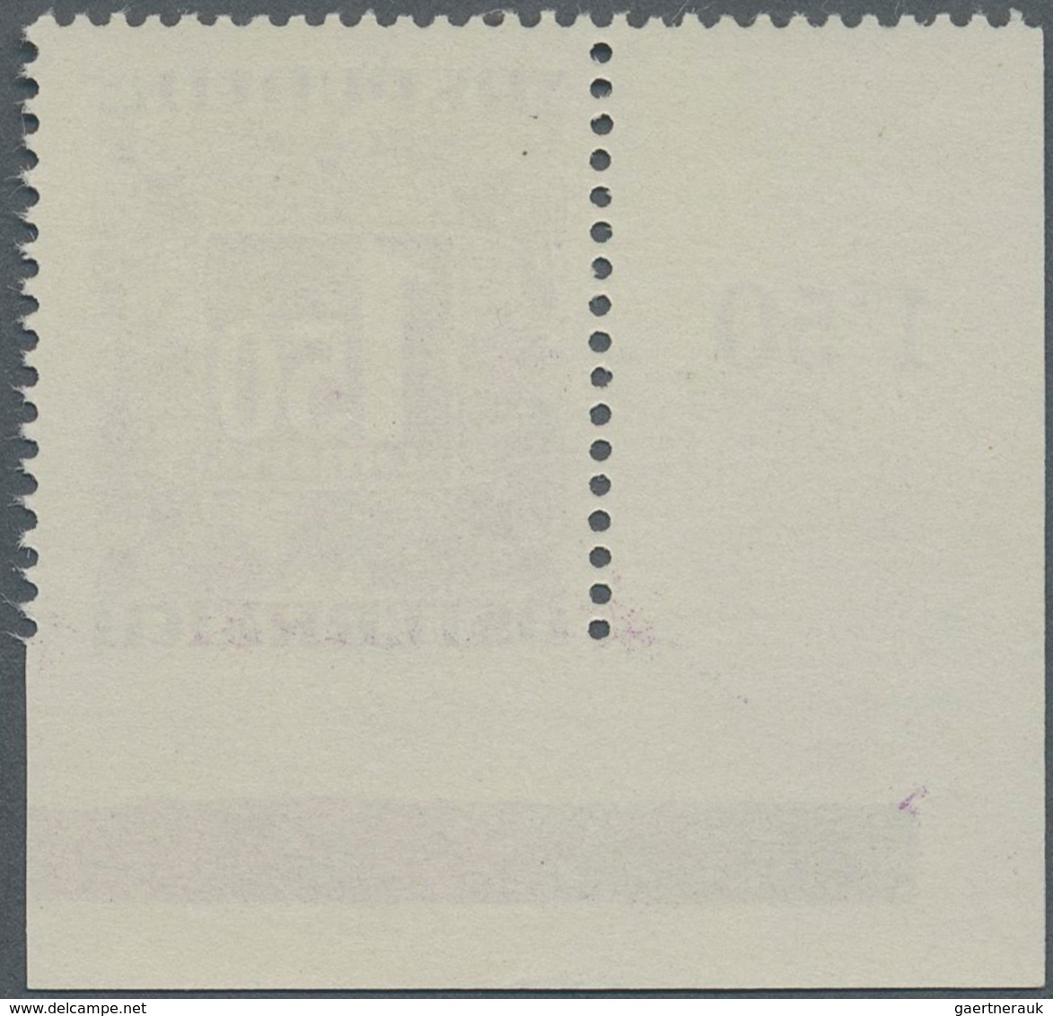 Österreich - Portomarken: 1949, Ziffern 1.50 Sch. Violett Aus Der Bogenecke Links Unten Mit Abart "u - Portomarken