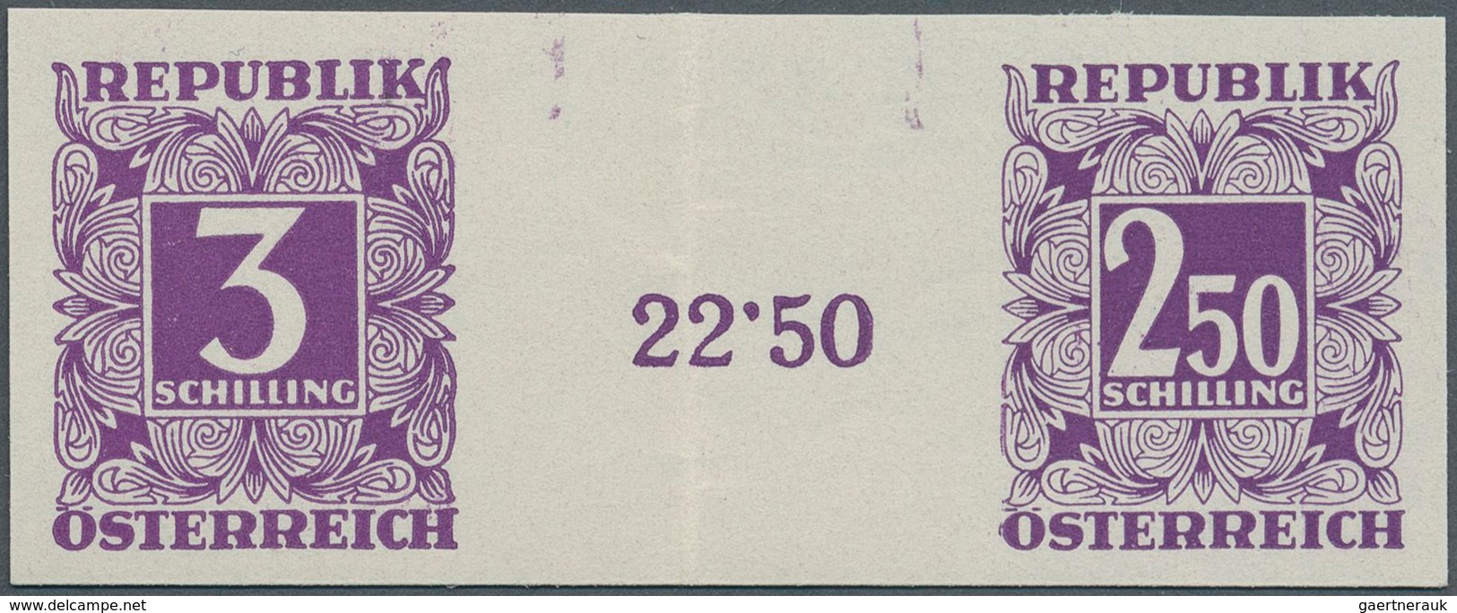 Österreich - Portomarken: 1951, Ziffern 2.50 Sch. Und 3 Sch., Waagerechtes Ungezähntes Zwischenstegp - Postage Due