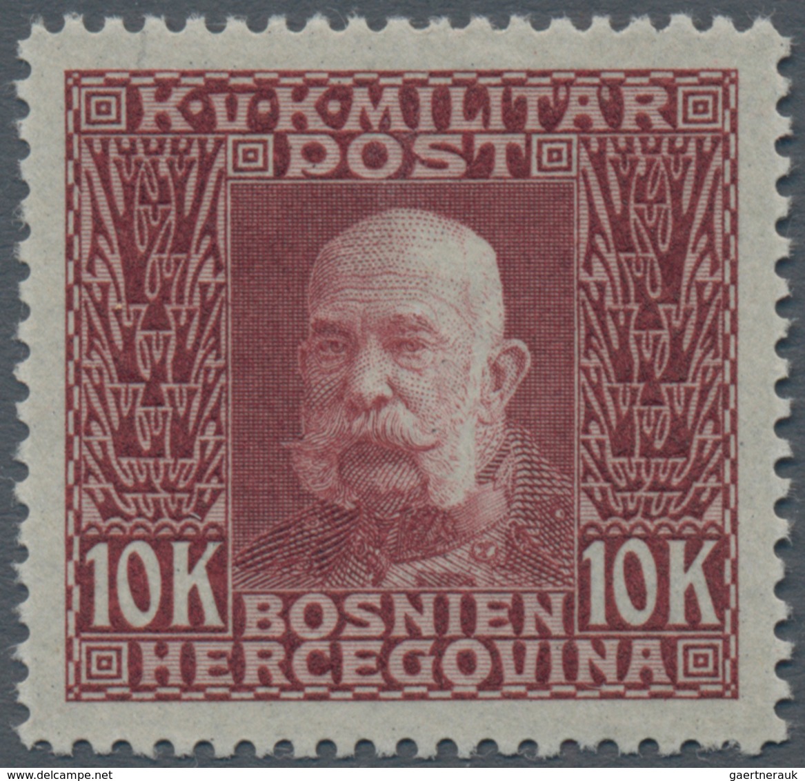 Österreich - Verrechnungsmarken: 1914, Freimarken Kaiser Franz Joseph, 10 Kr. Höchstwert, Fünf Probe - Steuermarken